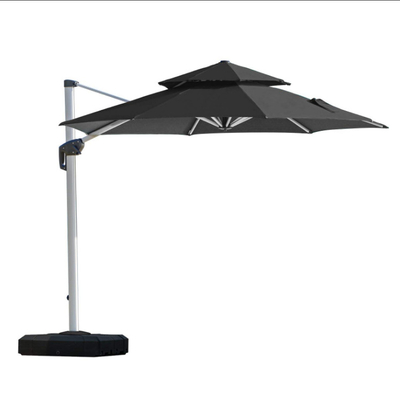 Traditional 11 Feet Double Top Luxury Patio Umbrella Offset Outdoor Hanging Umbrella Market Umbrellas, Black